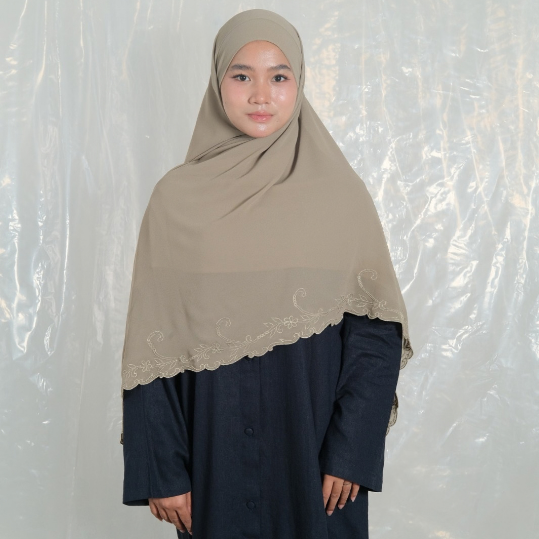 Ghaniea Heritage-Khimar SULAM Sulthan Bandana Sulam Soft Cotton Arabian Texture dan Flowy Arabian Texture