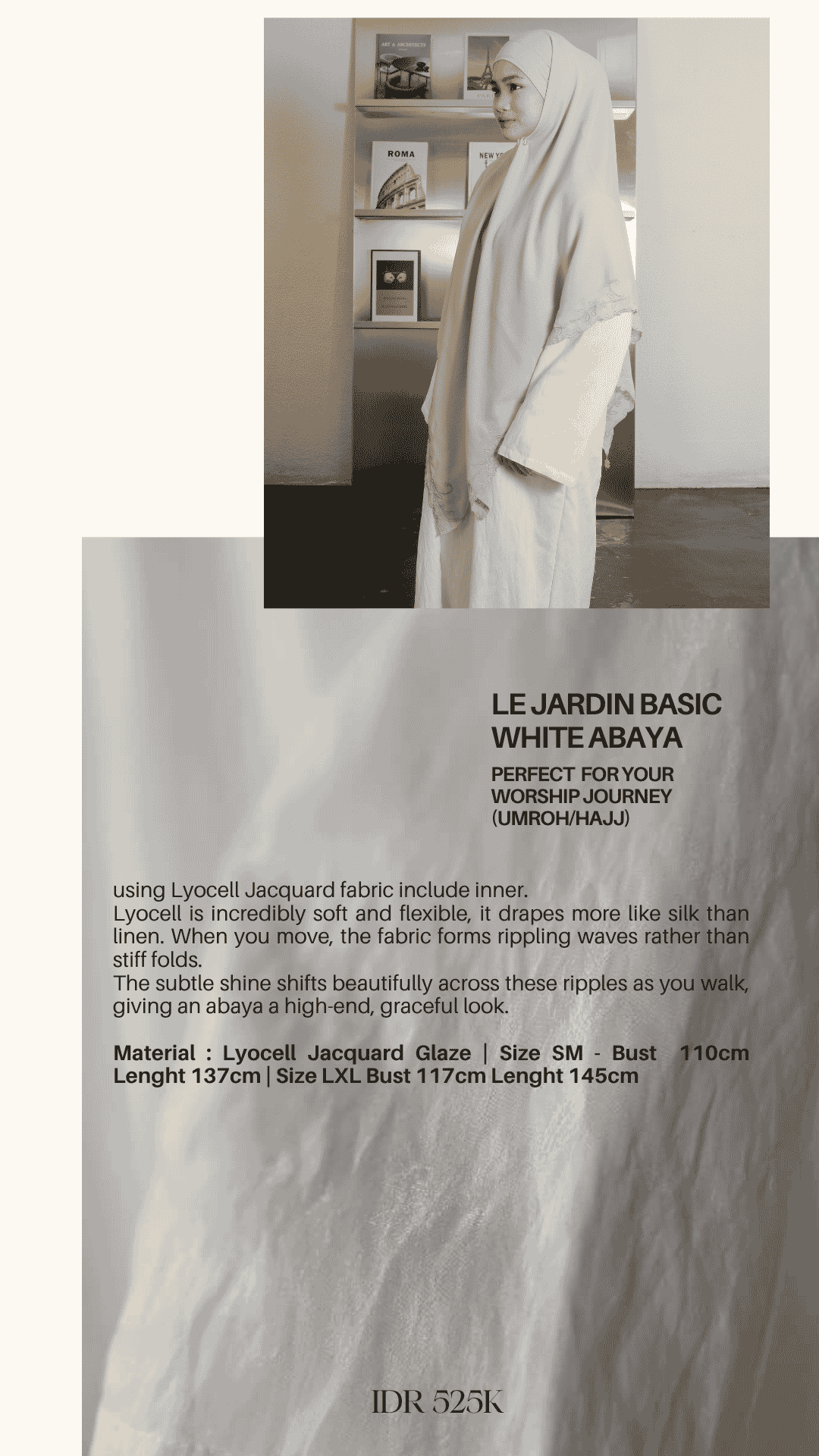 Ghaniea-LE JARDIN BASIC WHITE ABAYA