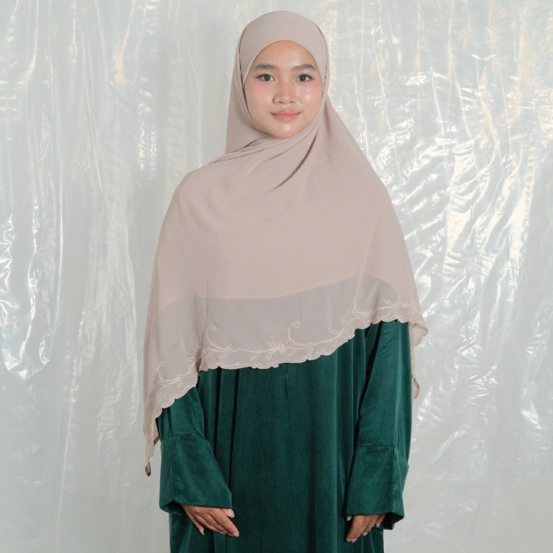 Ghaniea Heritage-Khimar SULAM Sulthan Bandana Sulam Soft Cotton Arabian Texture dan Flowy Arabian Texture