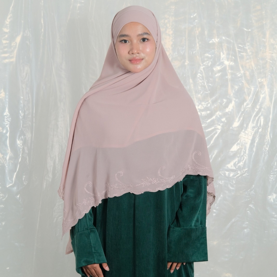 Ghaniea Heritage-Khimar SULAM Sulthan Bandana Sulam Soft Cotton Arabian Texture dan Flowy Arabian Texture