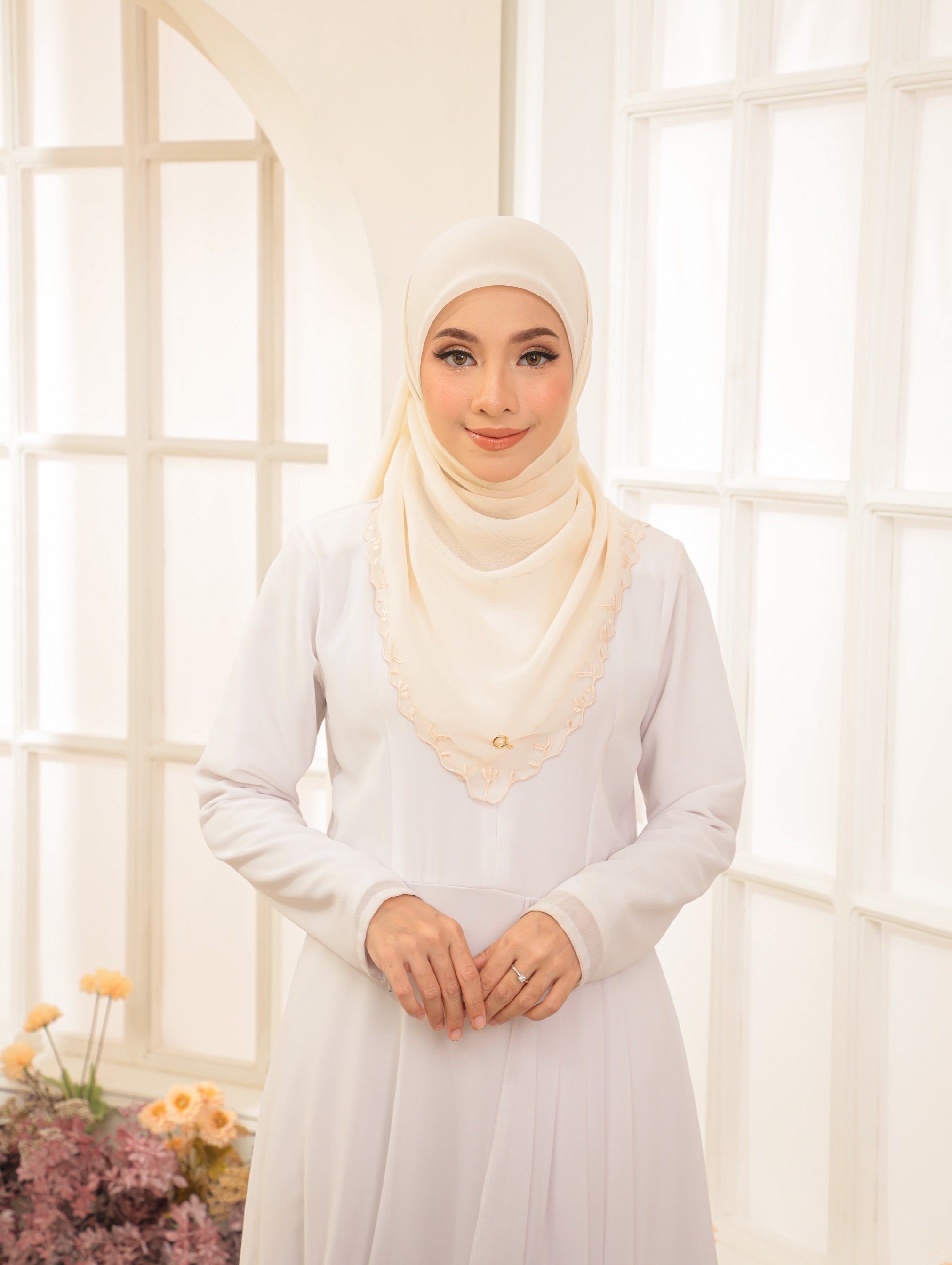 Ghaniea Heritage-Jilbab Paris Jpn Premium Sulam Kayu Manih