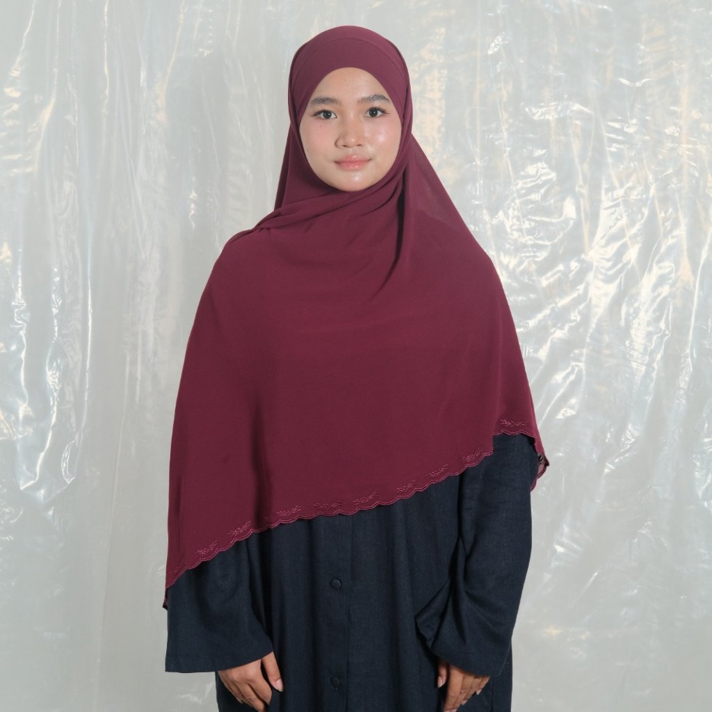 Ghaniea Heritage-Khimar SULAM Permaisuri Bandana Sulam Soft Cotton Arabian Texture dan Flowy Arabian Texture