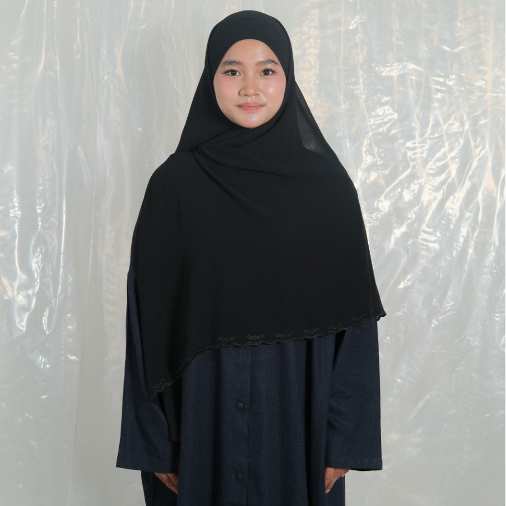 Ghaniea Heritage-Khimar SULAM Permaisuri Bandana Sulam Soft Cotton Arabian Texture dan Flowy Arabian Texture