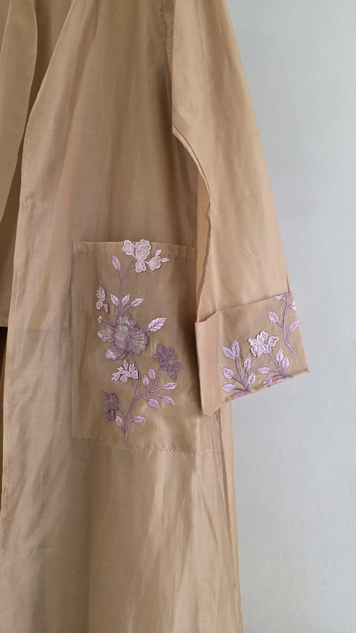 Ghaniea-Izmir 3in1 Set Abaya Sulam I Abaya Outer, Inner Top & Wide Pants