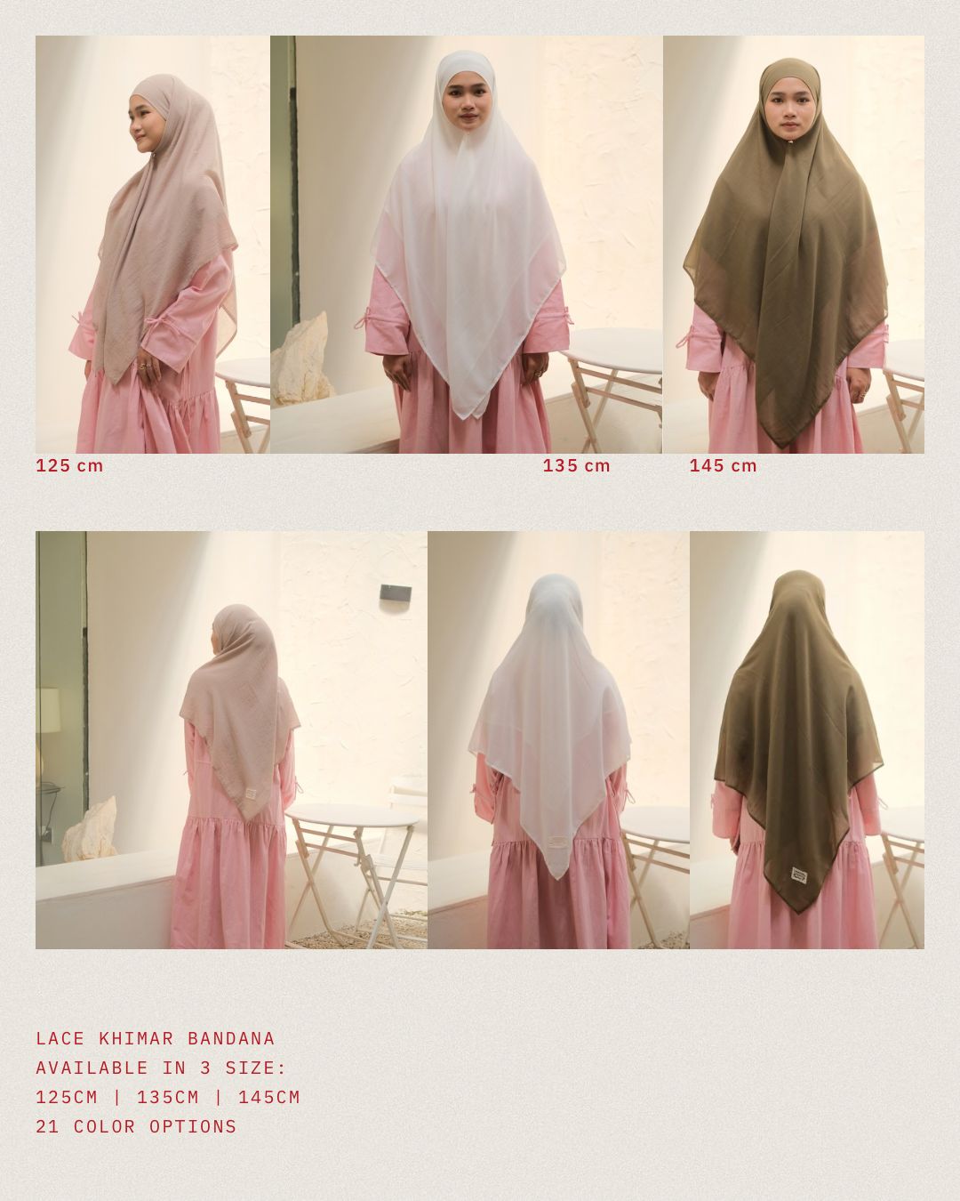 Ghaniea-Plain LACE Cotton Khimar Bandana
