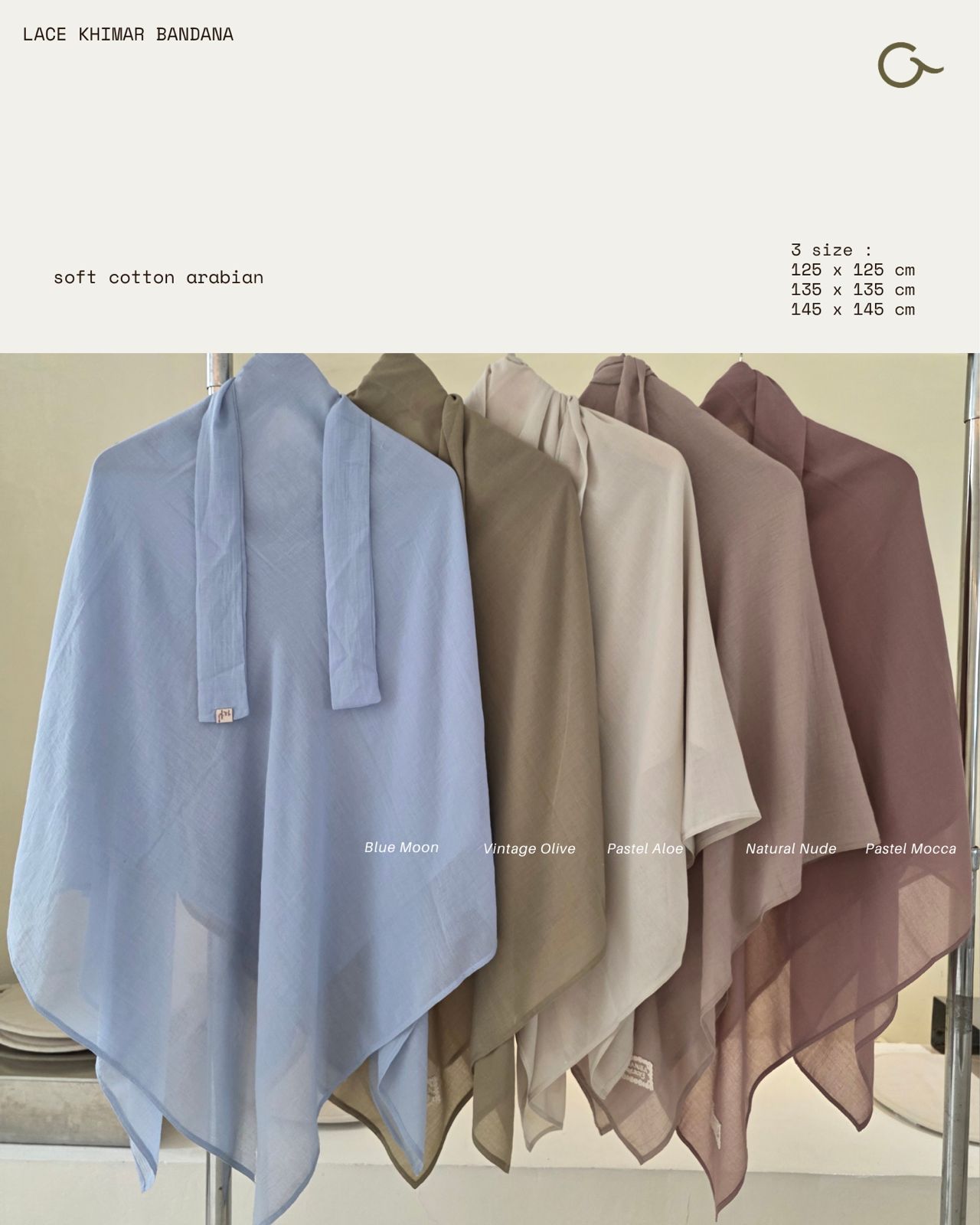 Ghaniea-Plain LACE Cotton Khimar Bandana