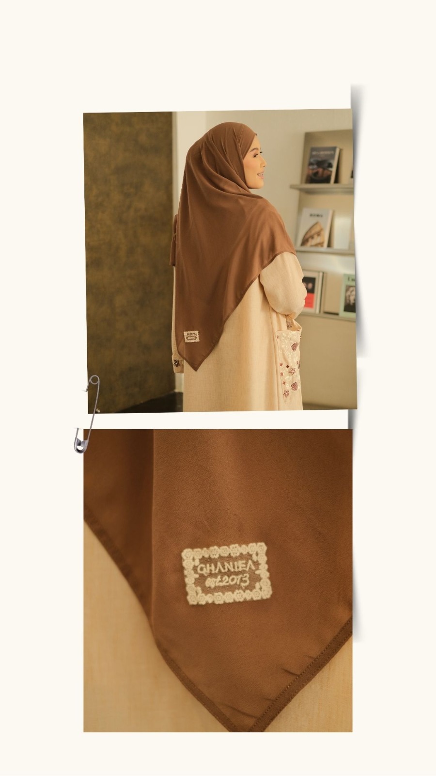 Ghaniea-Plain LACE Chiffon Khimar Bandana 125CM, 135CM, 145CM