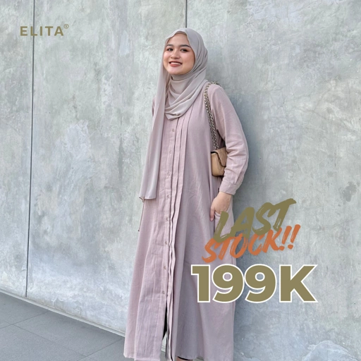 Image of ELITA AGNIA Dress Linen Textured Dress Linen A Dress Pakaian Wanita