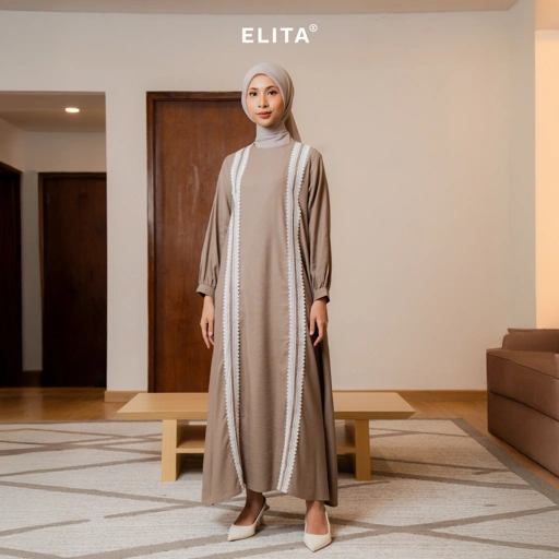 Image of ELITA OFFICIAL - PADMA DRESS (Katun, menyerap keringat, cocok untuk Lebaran dan Bukber)