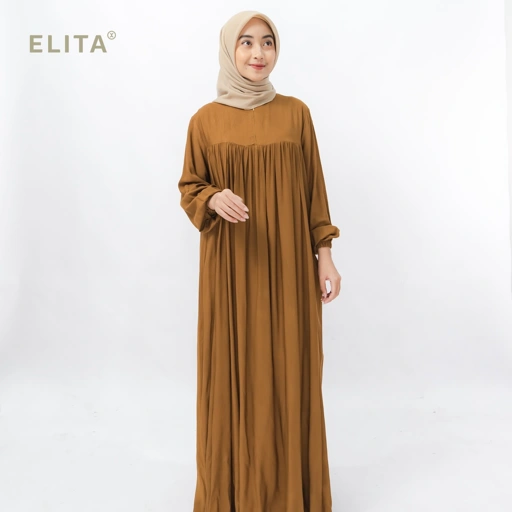 Image of ELITA OFFICIAL - RANIA DRESS (Rayon yang flowy dan memiliki tesktur yang samar, detail kerut di atas dada)