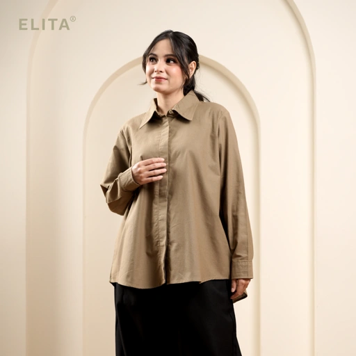 Image of ELITA ALIA SHIRT Linen Atasan Wanita Kemeja Linen Atasan Wanita Lengan panjang