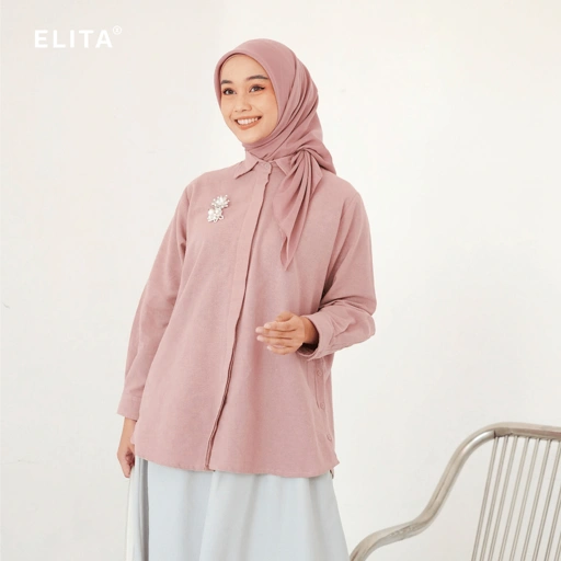 Image of ELITA TISA Shirt Linen Atasan Wanita Kemeja Linen Kemeja Wanita