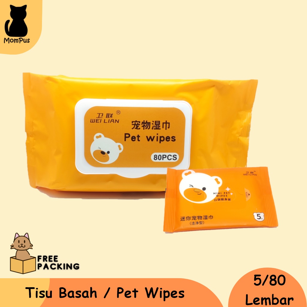 Pet Wipes Grooming Tissue Tisu Basah Perawatan Pembersih KUCING ANJING (1)