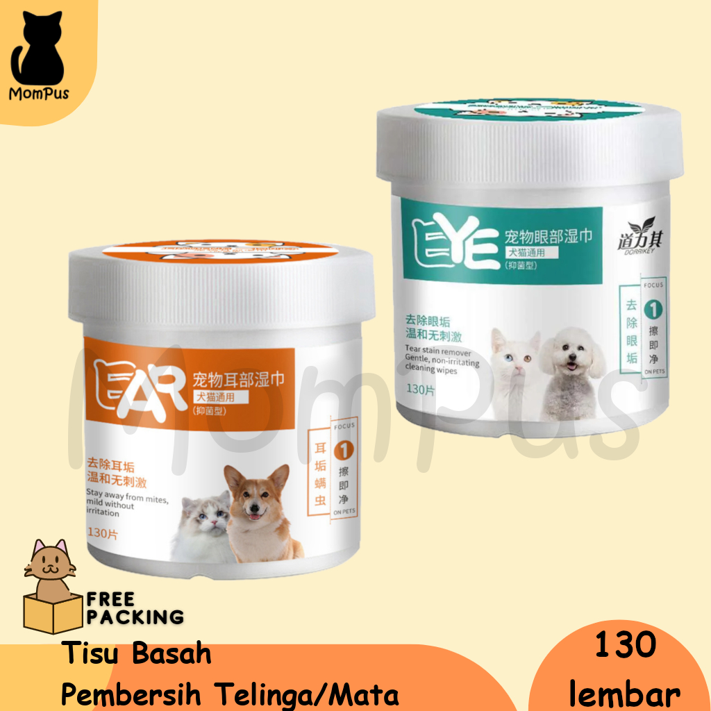 Pet Wipes Tisu Basah Pembersih Kotoran Telinga Mata KUCING Grooming Tissue Tissu Wipe Perawatan