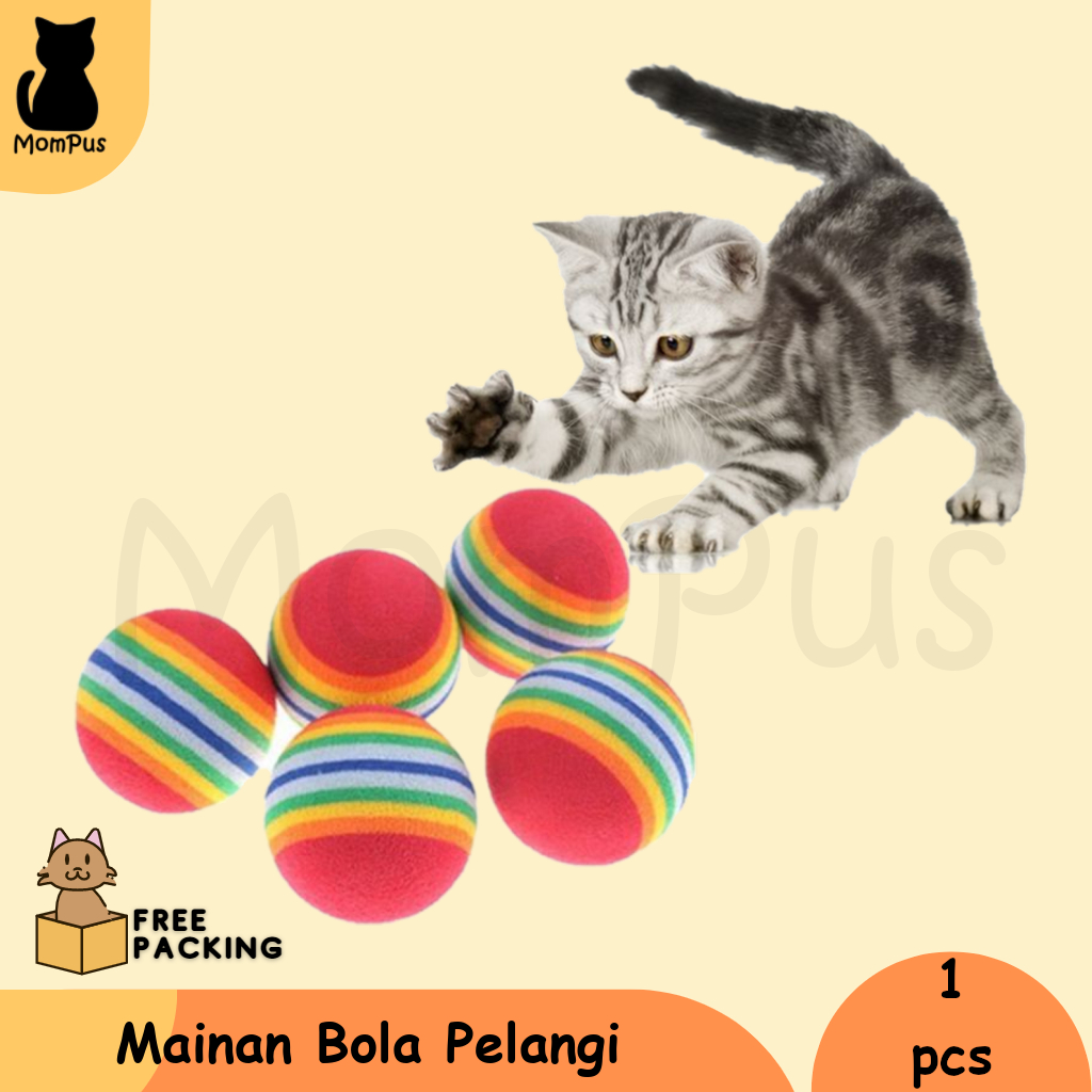 Mainan KUCING Rainbow Ball Toy Bola Pelangi