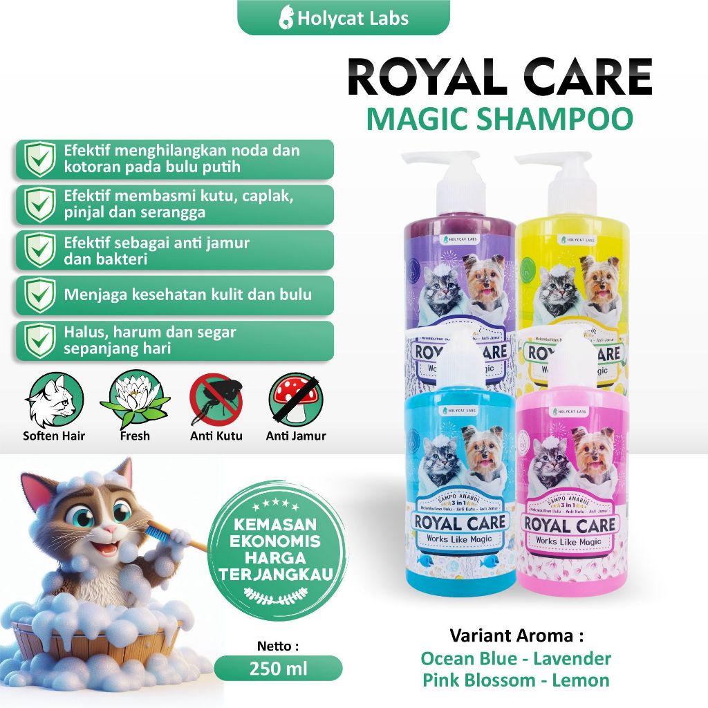 Shampoo Kucing ROYAL CARE 3in1 250mL