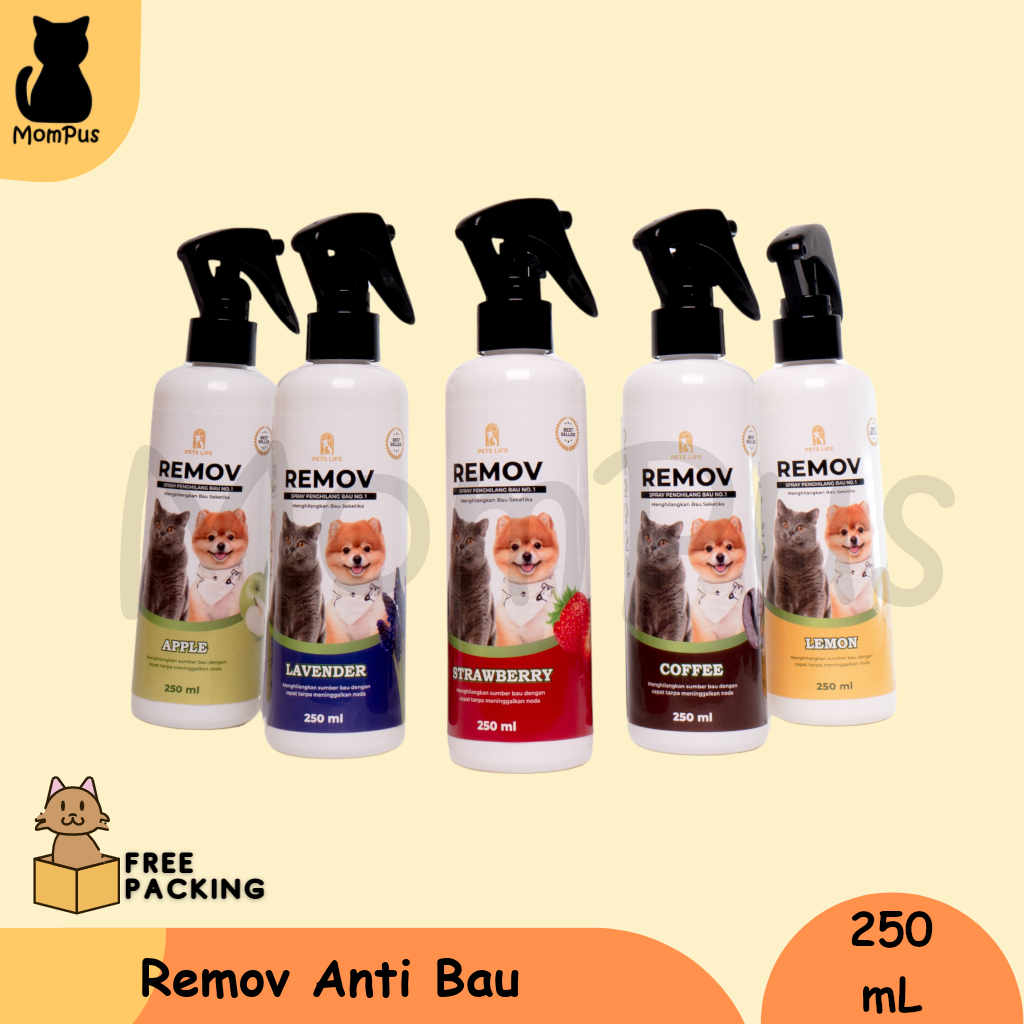 Remov Penghilang Bau Kotoran Pesing Kandang KUCING Odor Remover 250mL