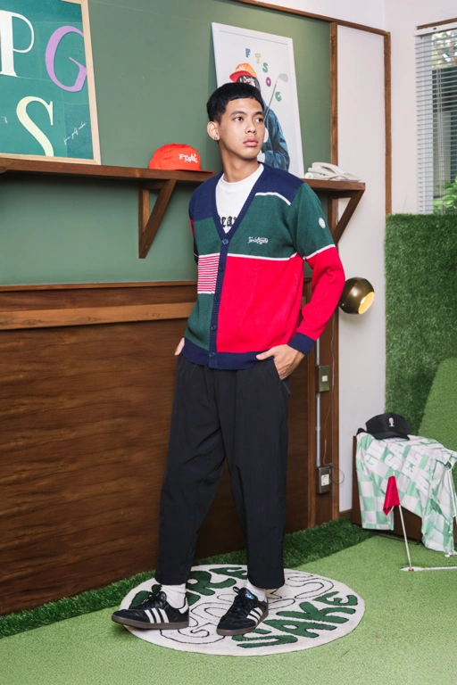 Image of FTSOG COLOR BLOCK KNITTED CARDIGAN