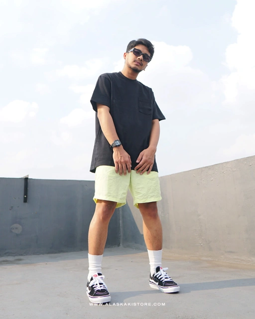 Image of Relaxed Fit Nylon Short Lime HM6021