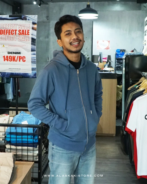 Image of Fleece Hoodie Zipper Blue CI1005