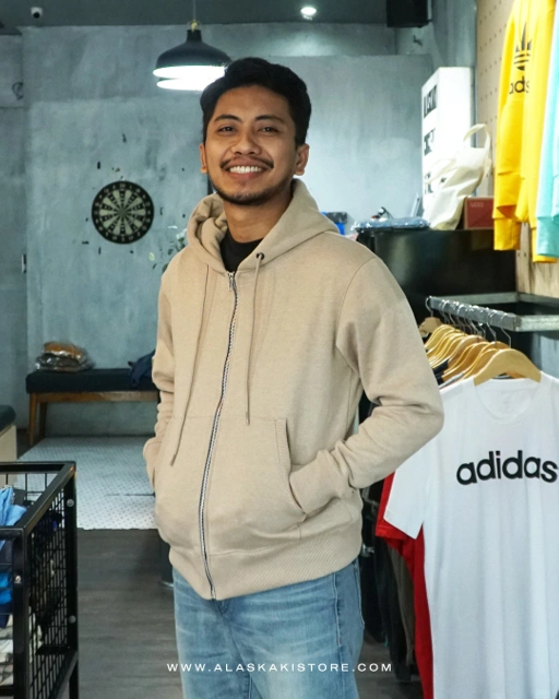 Image of Fleece Hoodie Zipper Khaki CI1007