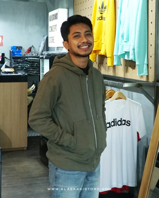 Image of Fleece Hoodie Zipper Olive CI1002