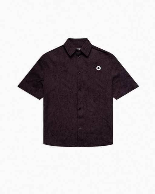 Image of Othman - Wine Floral Short Shirt