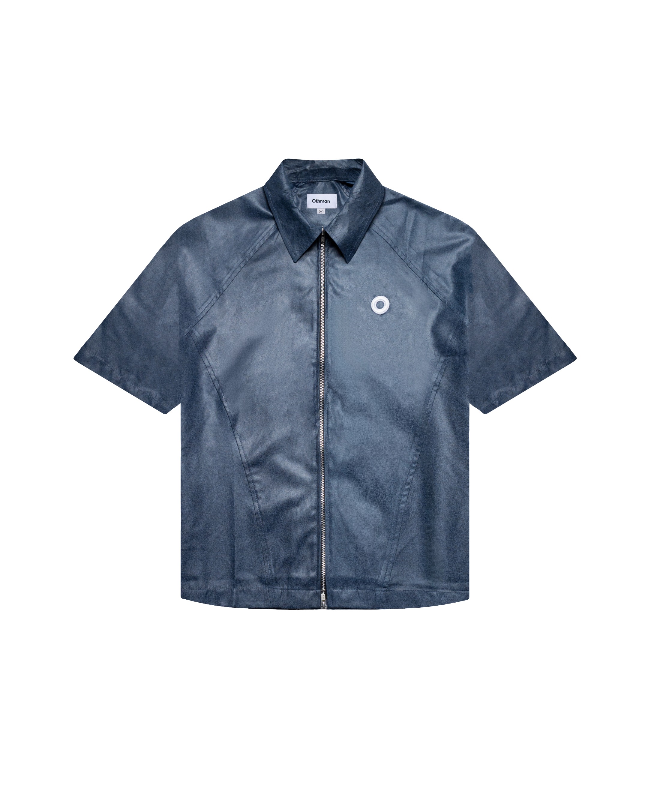 Othman - Petrol Leather Double Zip Shirt 