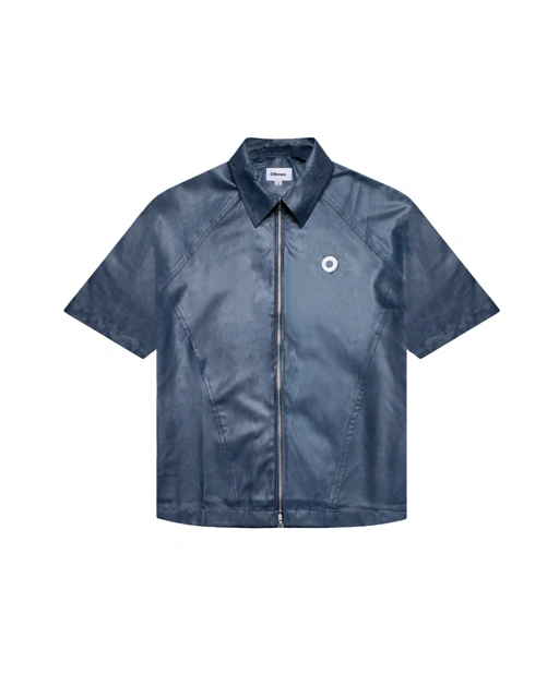 Othman - Petrol Leather Double Zip Shirt