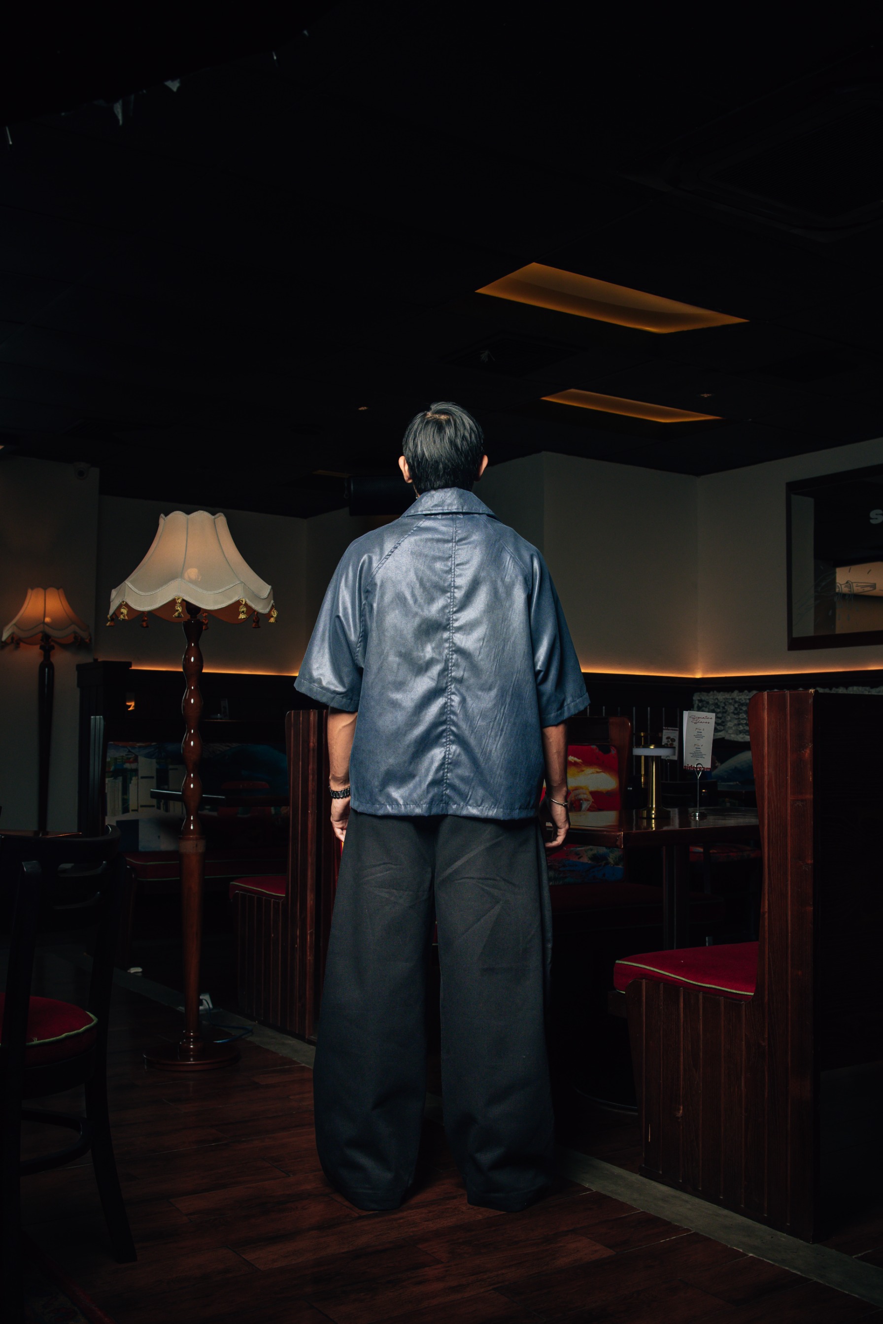 Othman - Petrol Leather Double Zip Shirt 