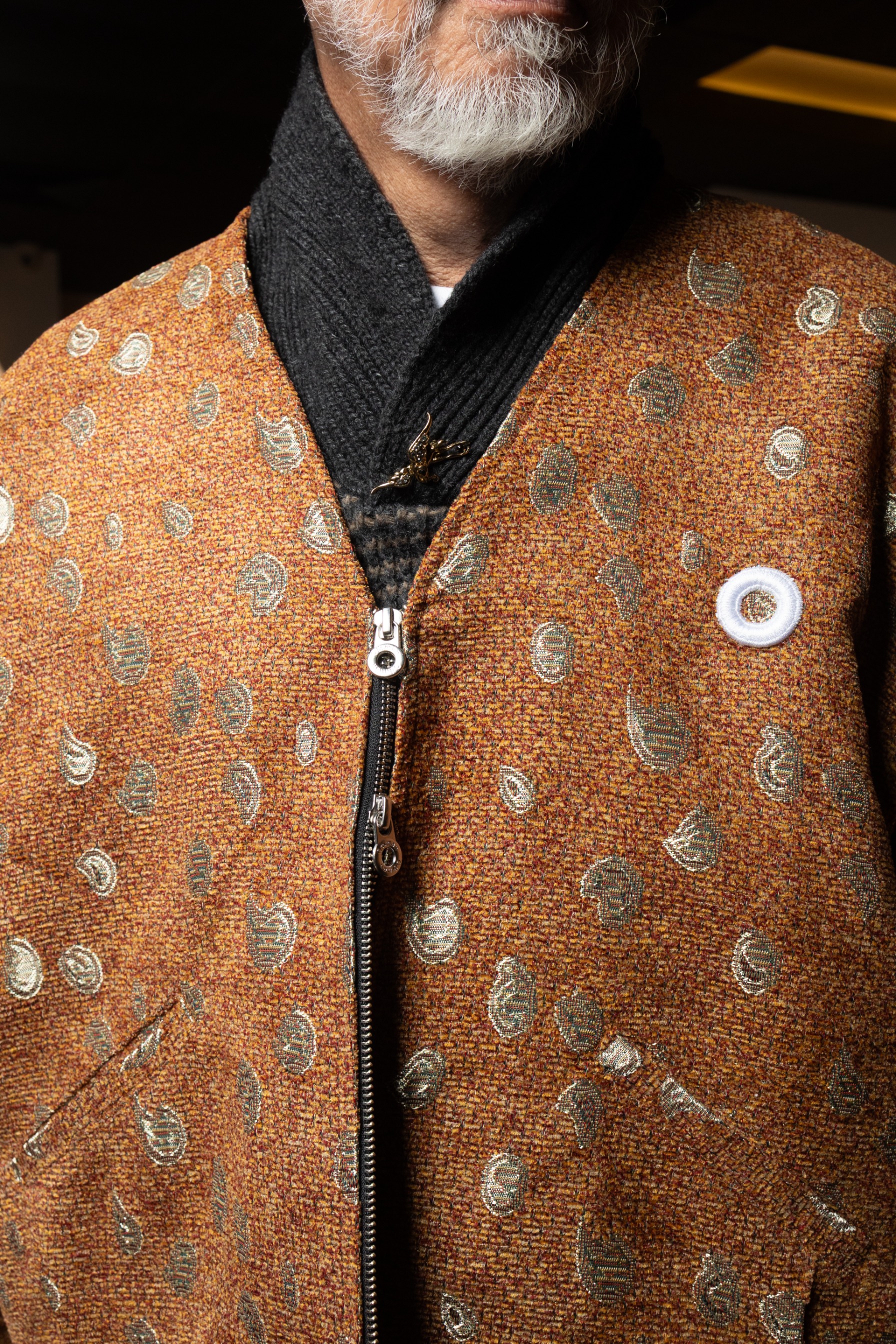 Othman - Brun Rosace Zip Cardigan