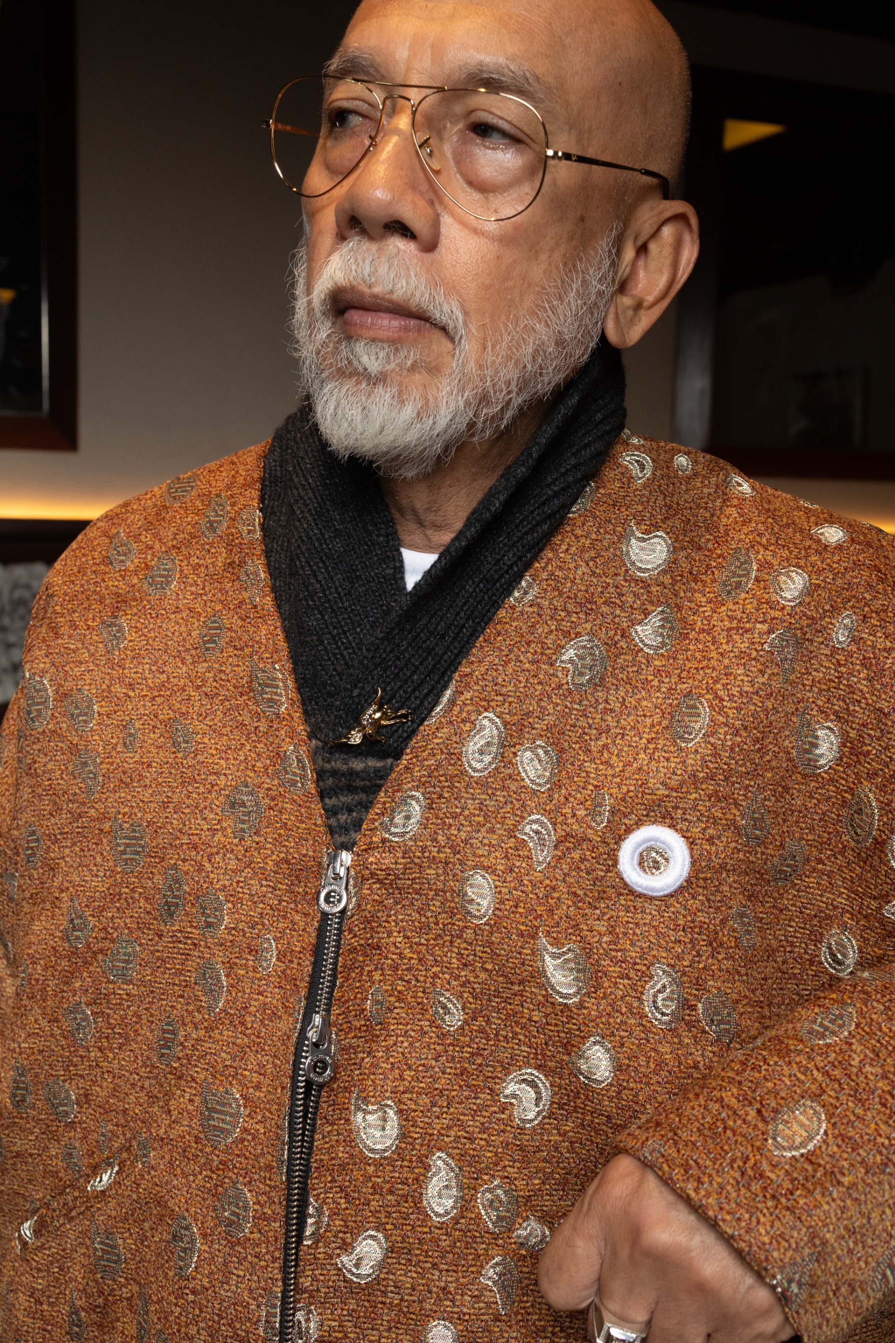 Othman - Brun Rosace Zip Cardigan