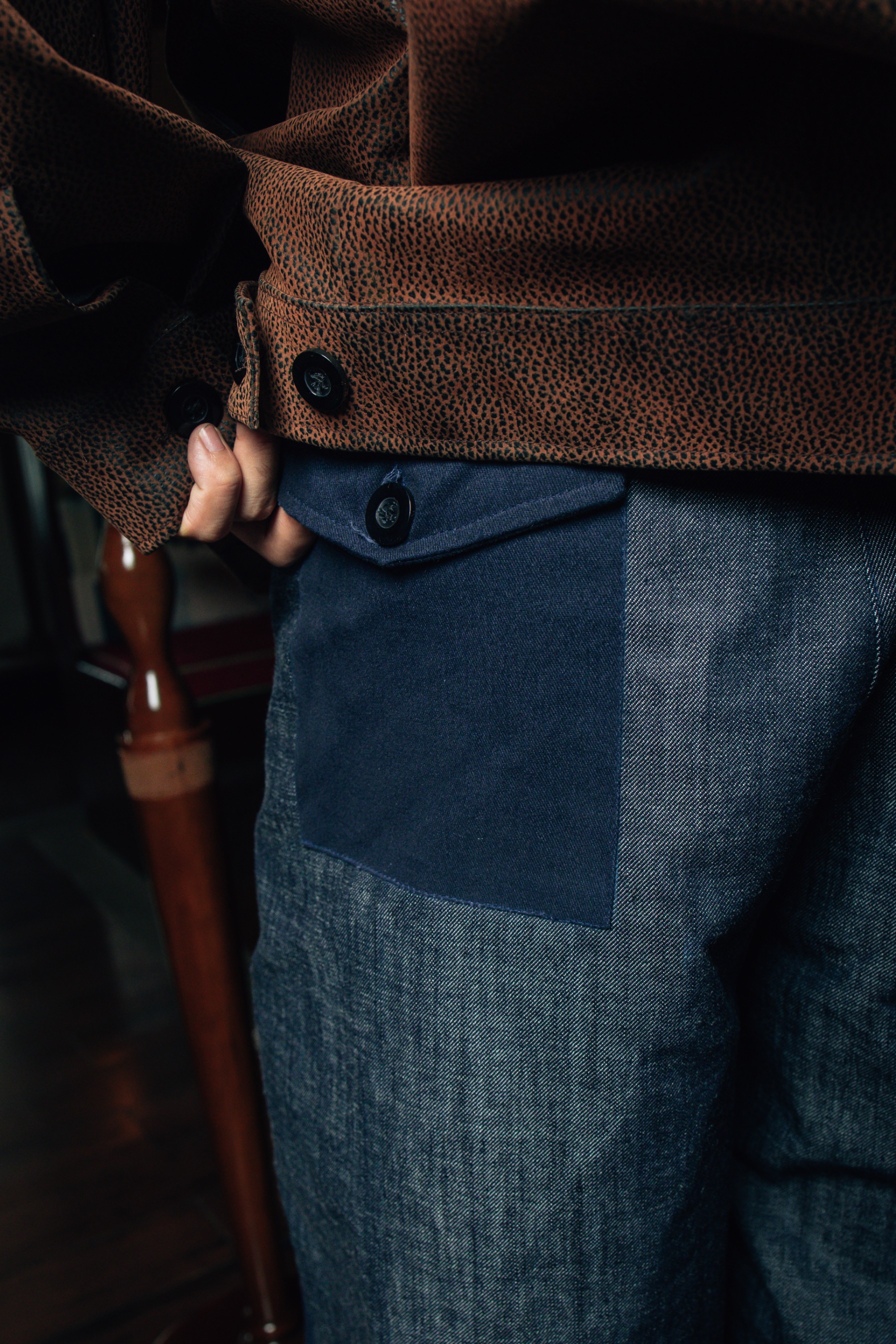Othman - Navy Sideflow Straight Pants