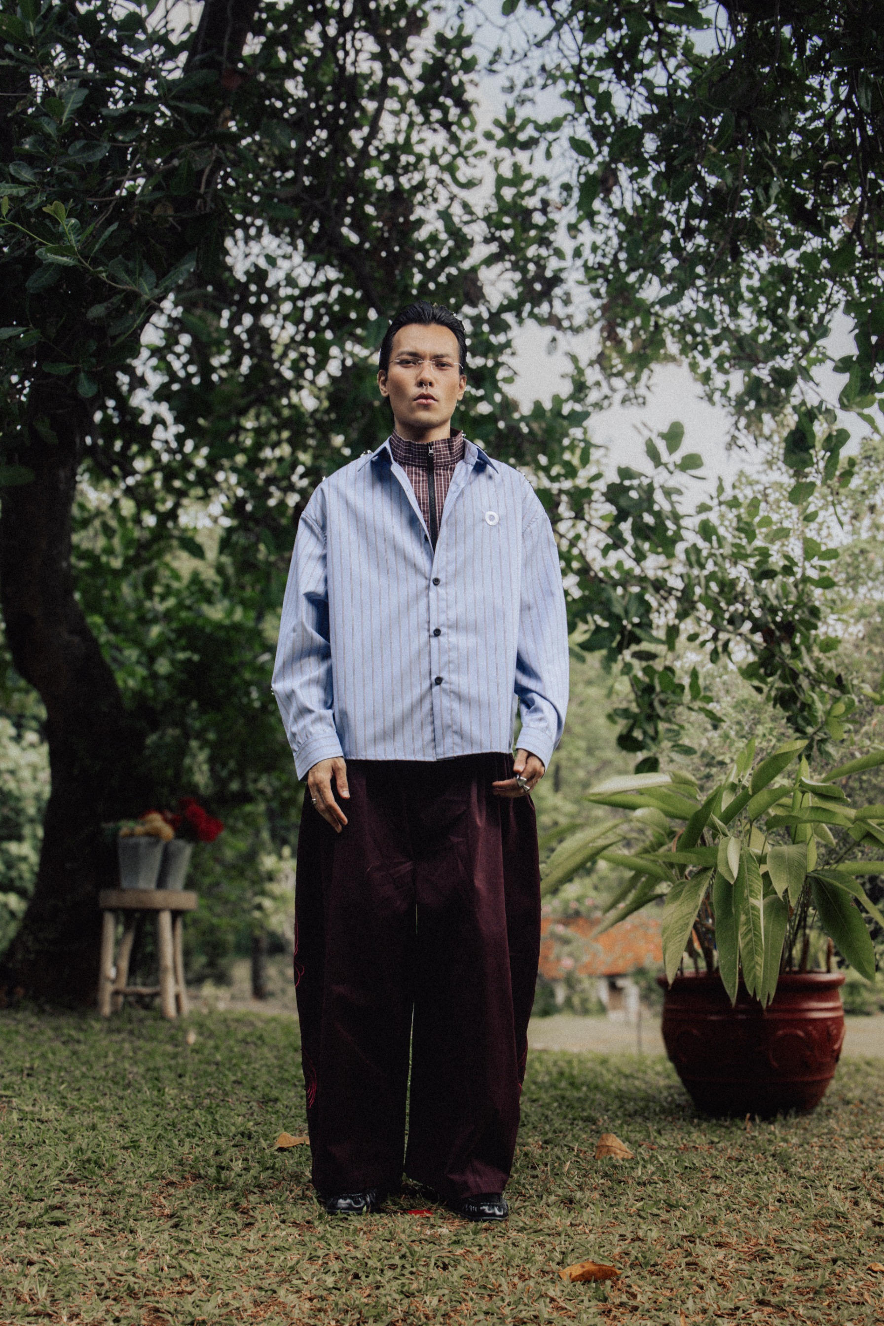 Othman - Bleu Garance Layered Shirt 