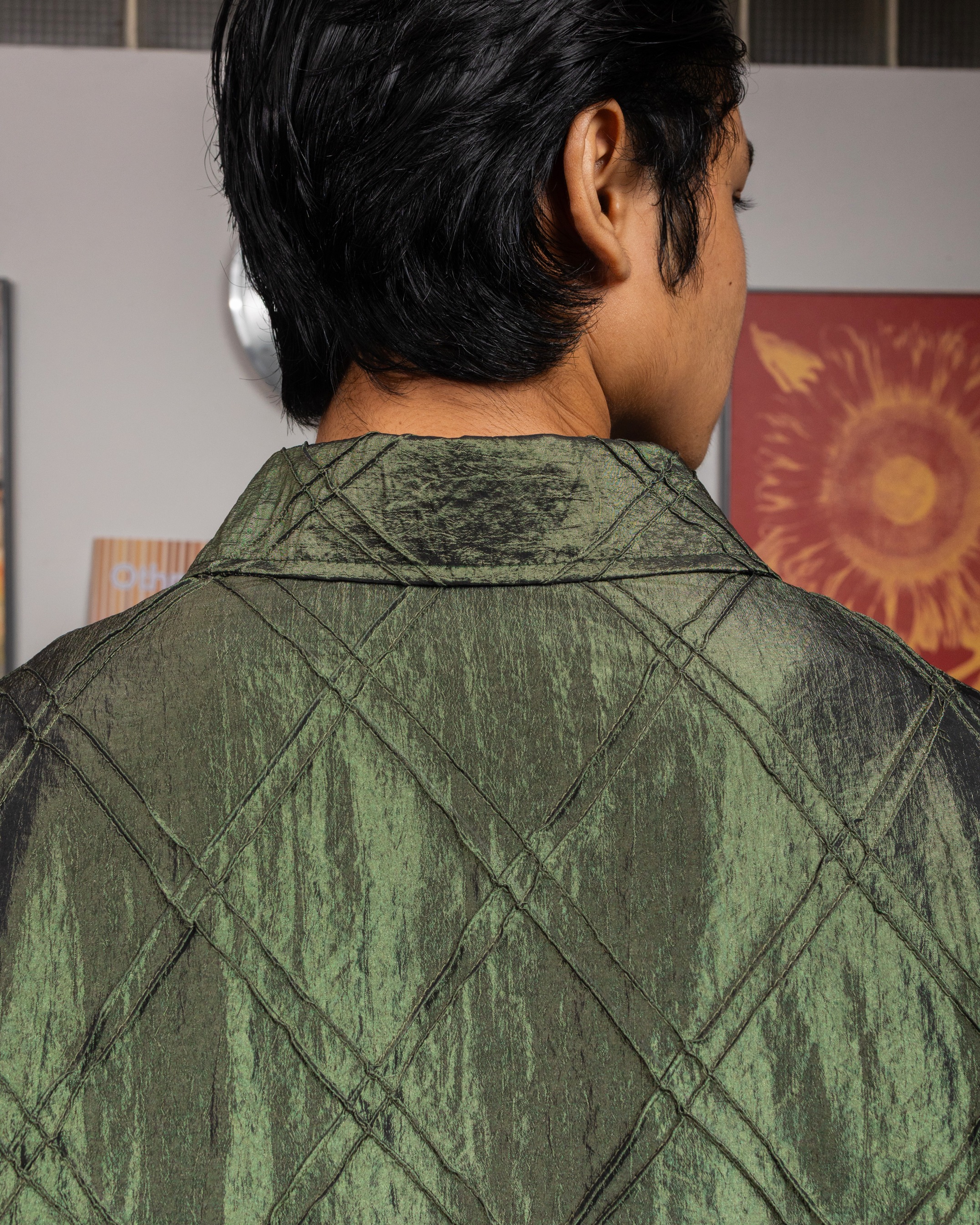 Othman - Vert Satin Long Shirt