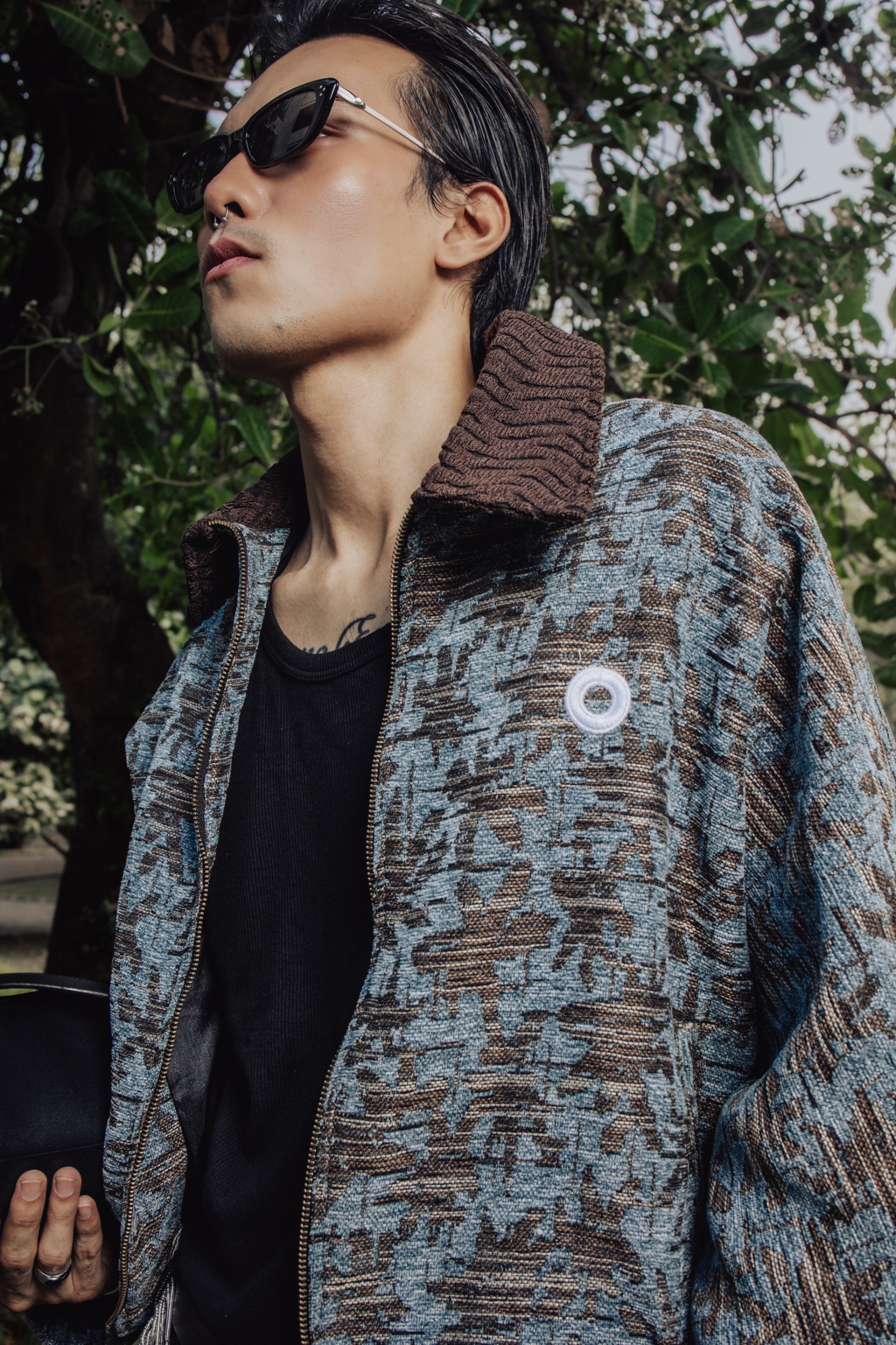 Othman - Azure Texture Short Zip Jacket