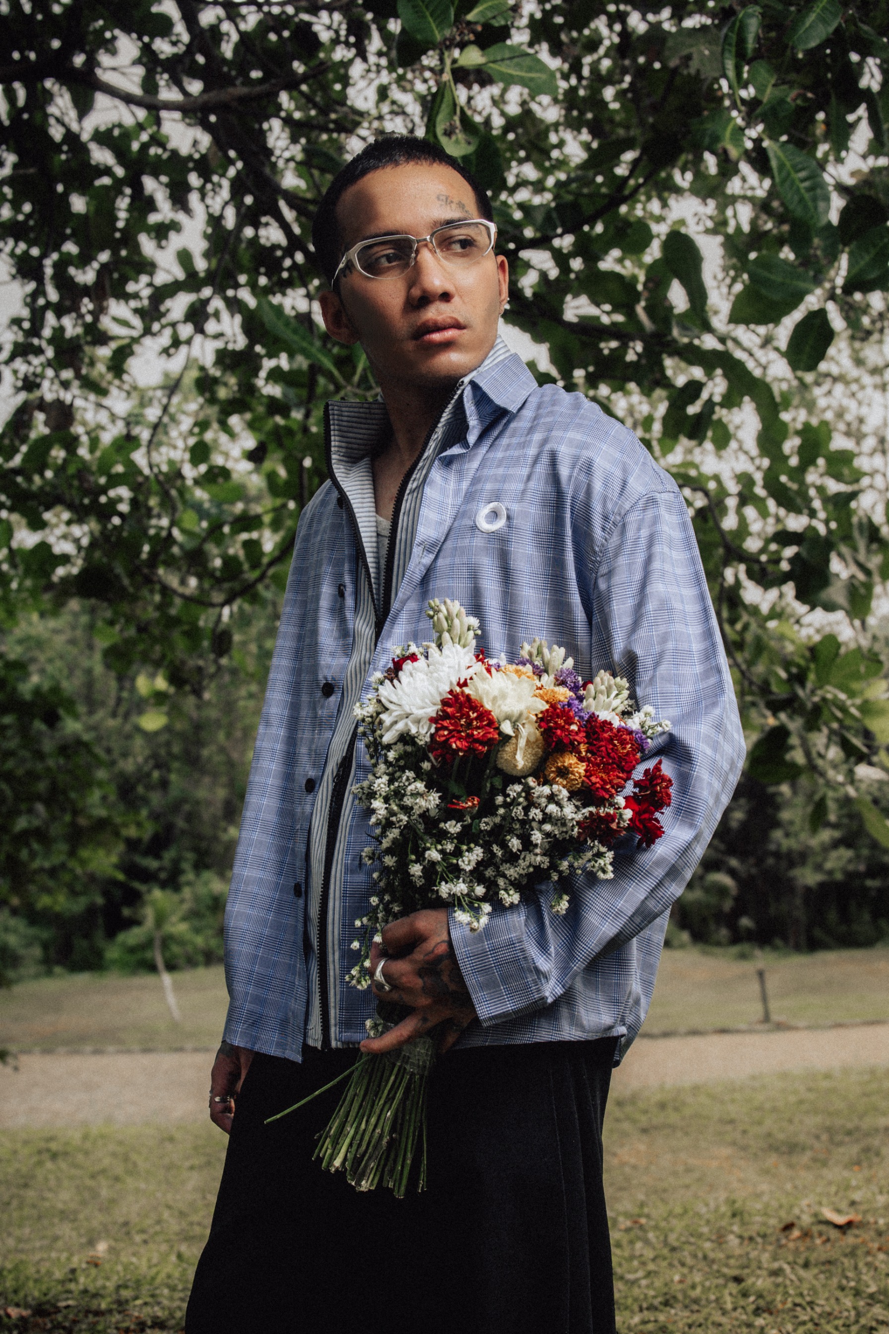 Othman - Ciel Chiné Layered Shirt