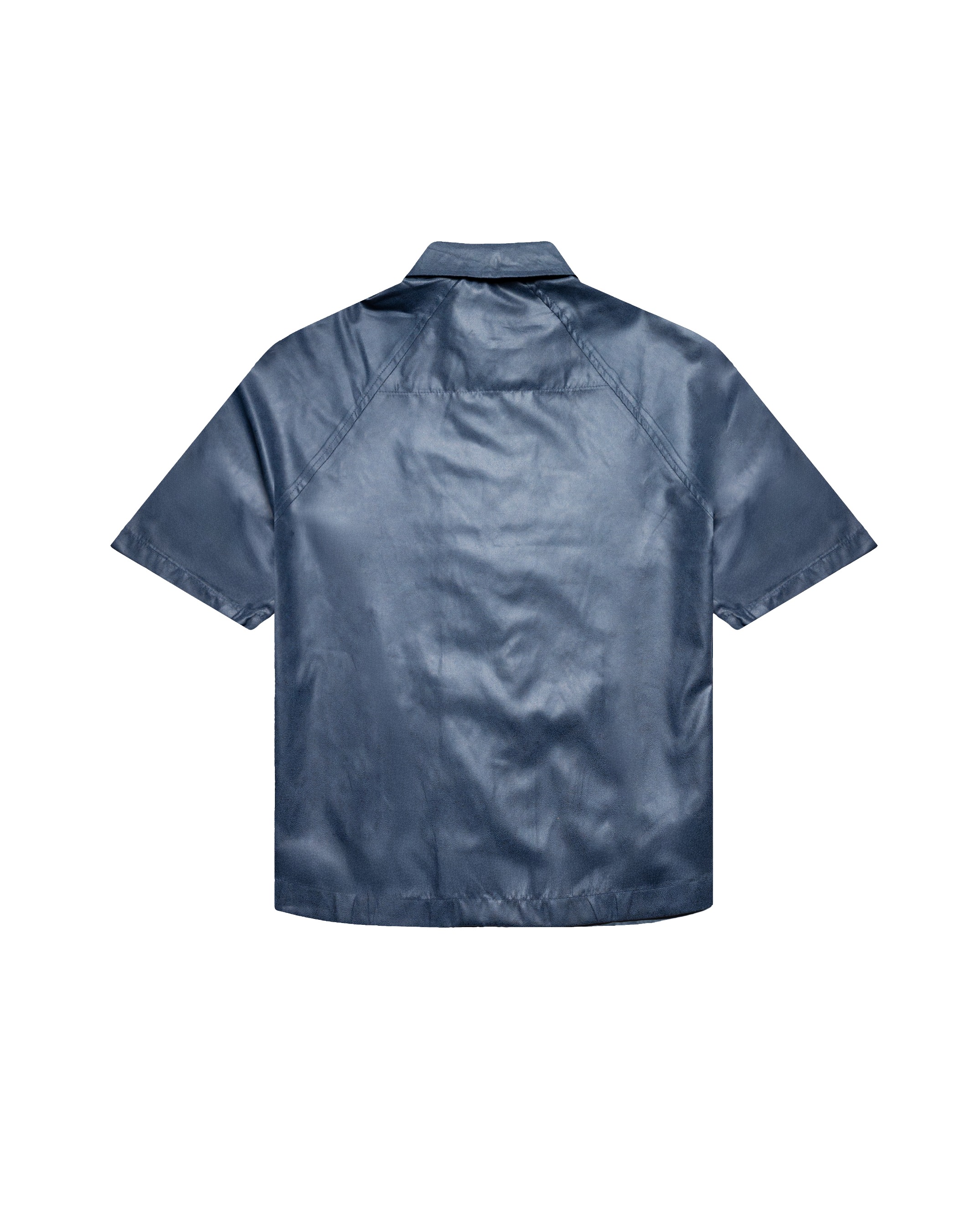 Othman - Petrol Leather Double Zip Shirt 