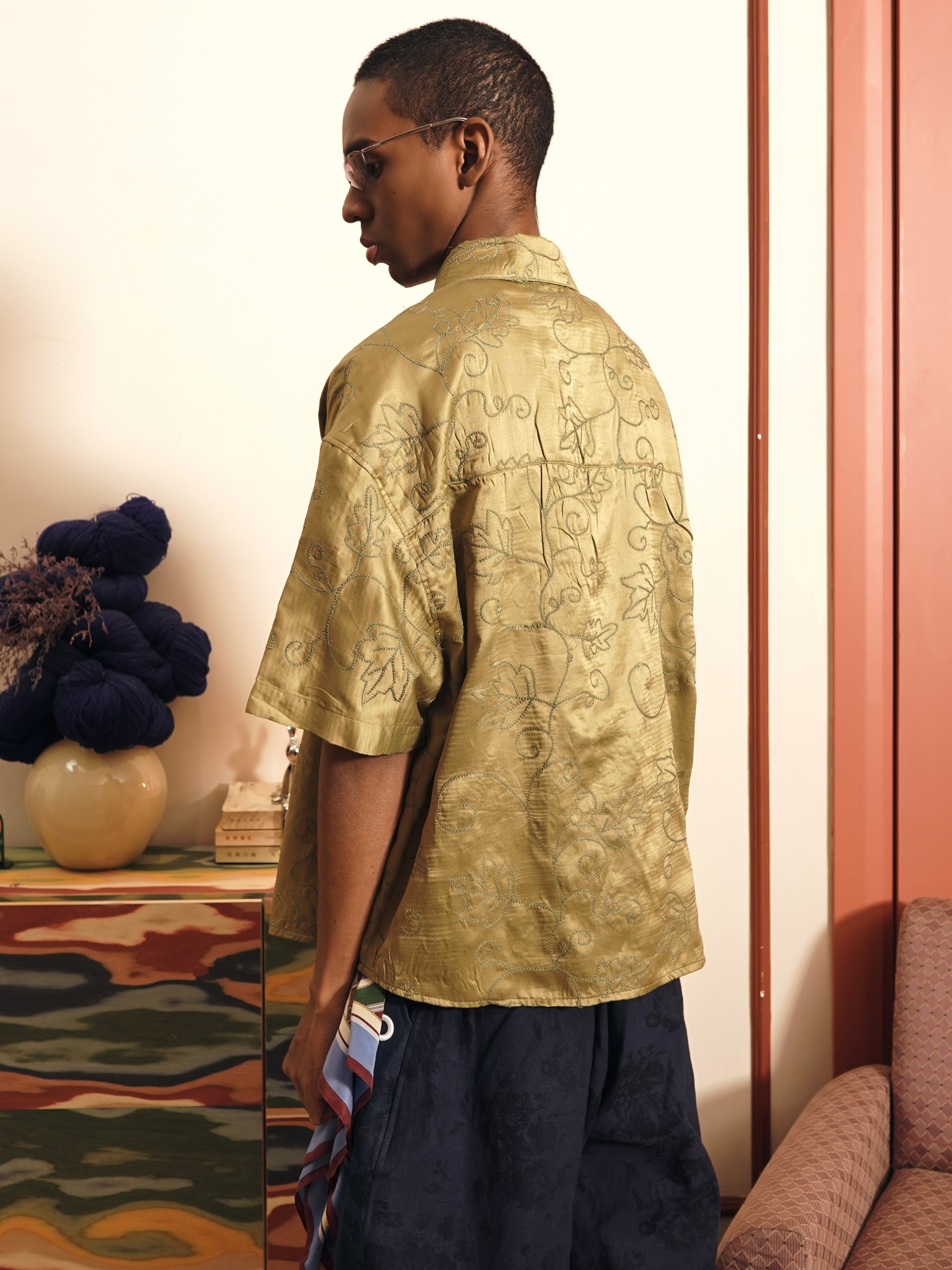 Othman - Moss Satin Shirt 