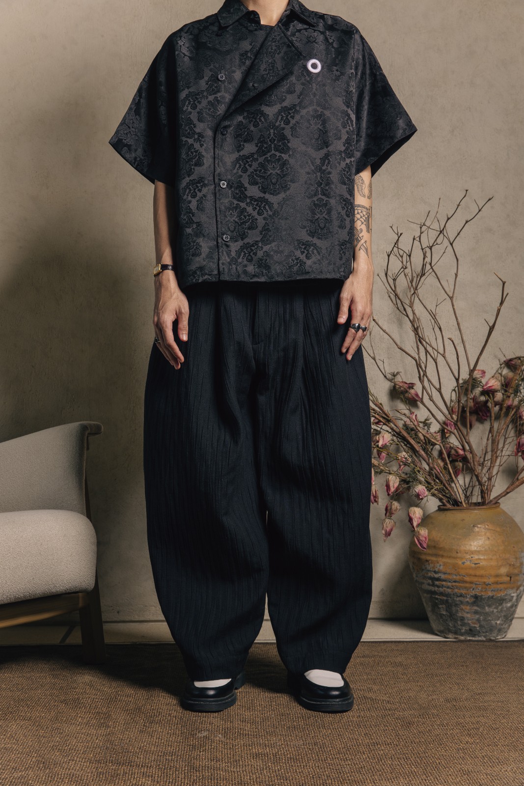 Othman - Graphite Pleat Pants