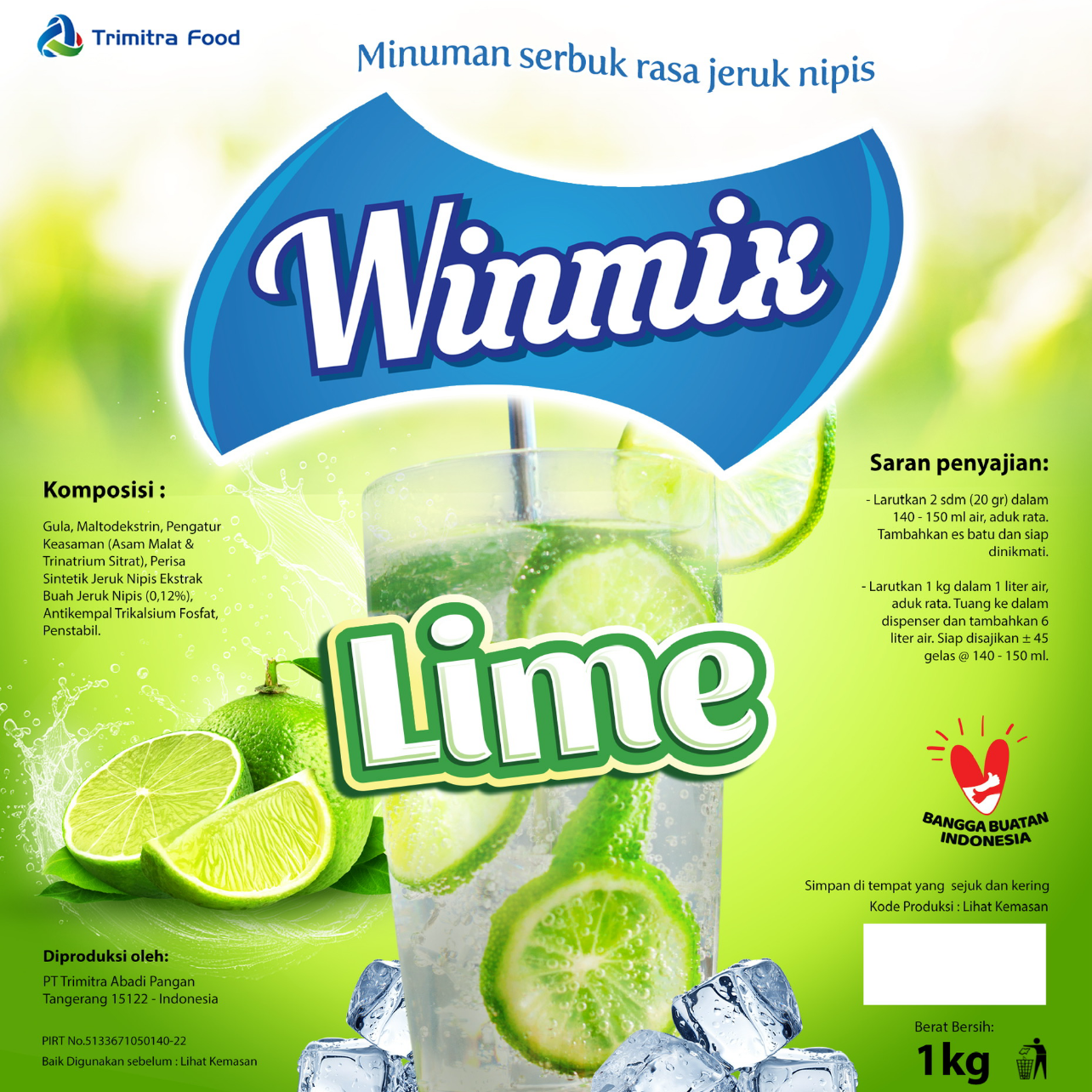 Bubuk Minuman Winmix Lime 1 Kg - Bubuk Minuman Rasa Jeruk Nipis Premium