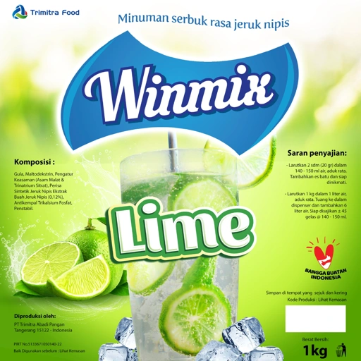 Image of Bubuk Minuman Winmix Lime 1 Kg - Bubuk Minuman Rasa Jeruk Nipis Premium