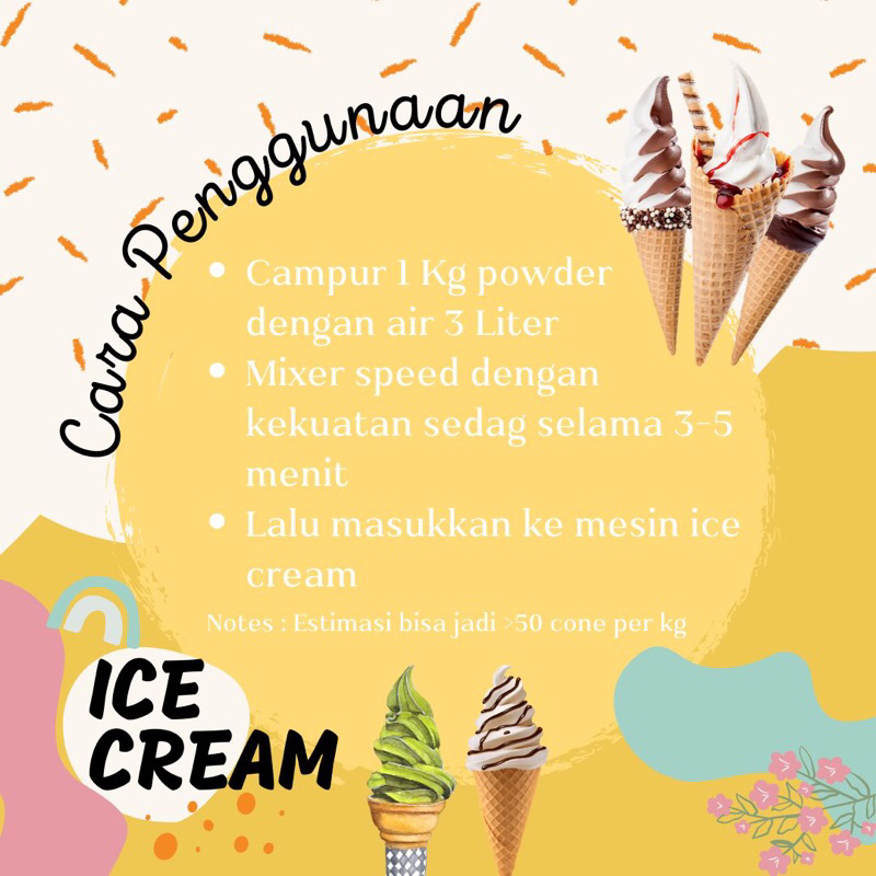 Bubuk Soft Ice Cream Premium 1 Kg - Tersedia Harga Grosir Minimal Order 10 kg