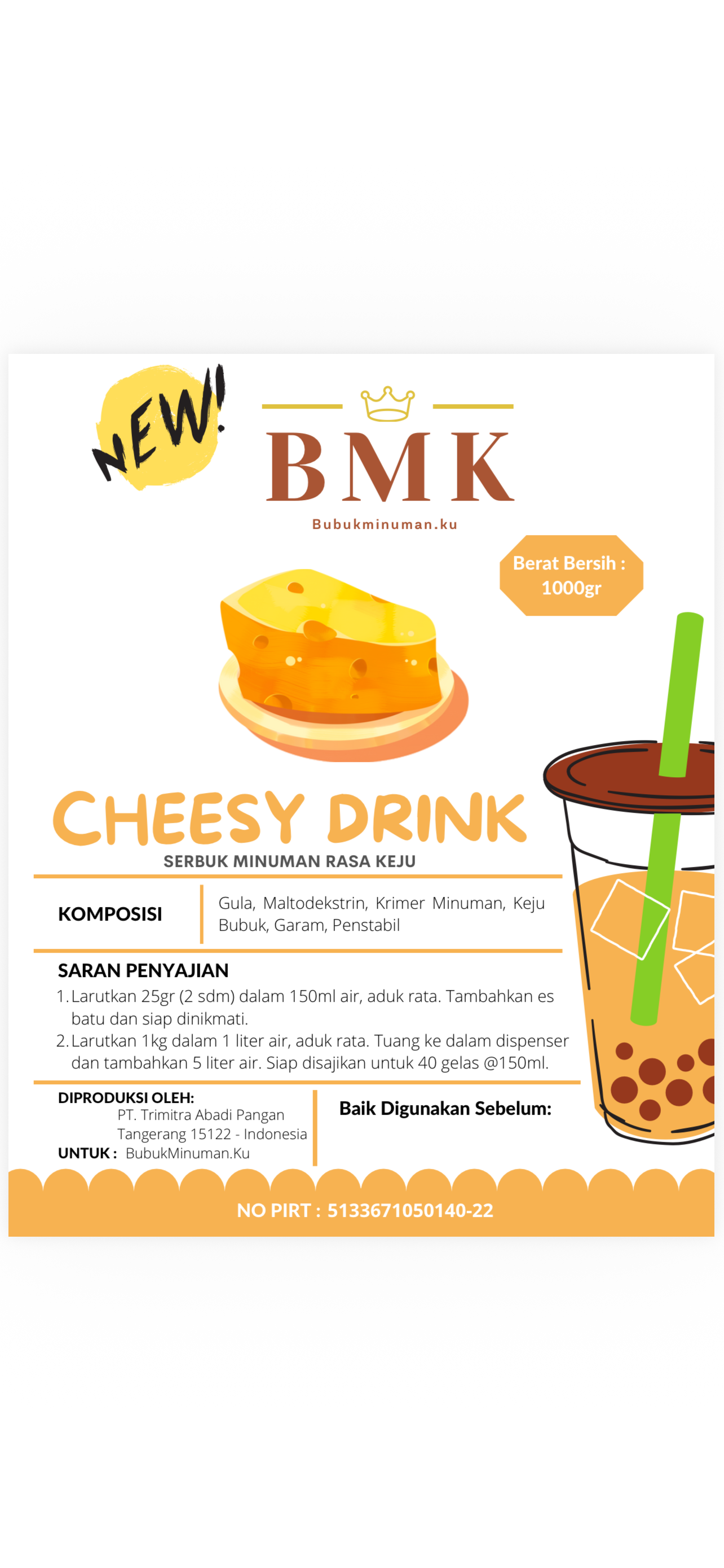 Bubuk Minuman Cheesy Drink 1 Kg - Premium Bubuk Minuman Rasa Keju