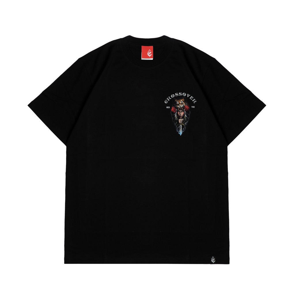 T-SHIRT CROSSOVER TIGIRL BLACK