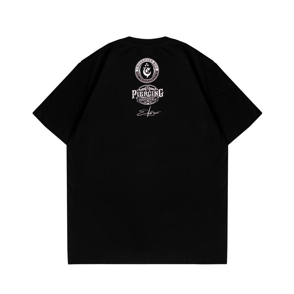 T-SHIRT CROSSOVER X PIERCING INDONESIA X EBIE SCROW BLACK
