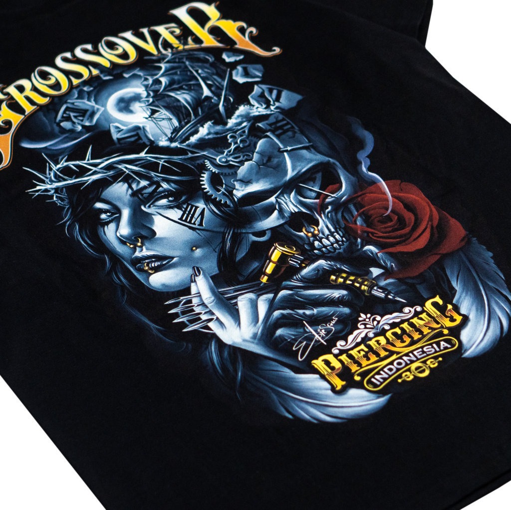 T-SHIRT CROSSOVER X PIERCING INDONESIA X EBIE SCROW BLACK