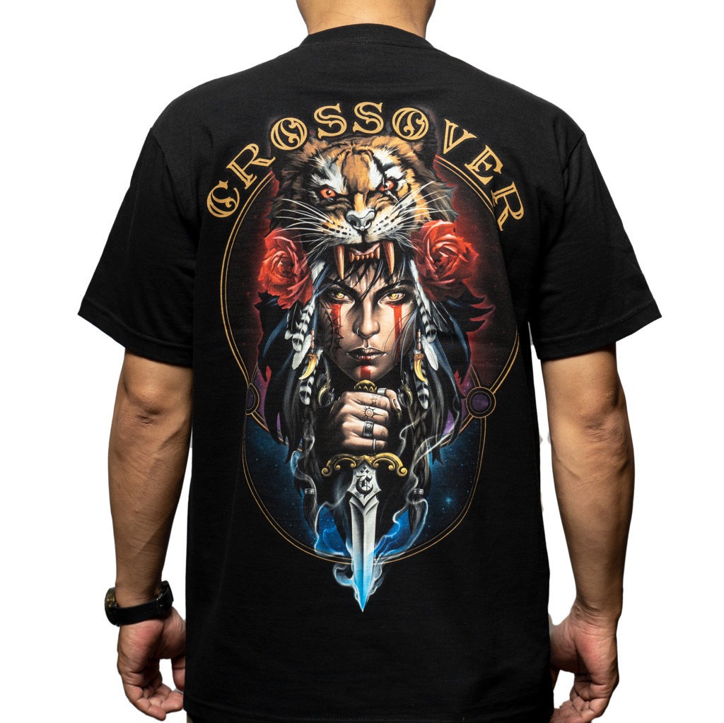 T-SHIRT CROSSOVER TIGIRL BLACK