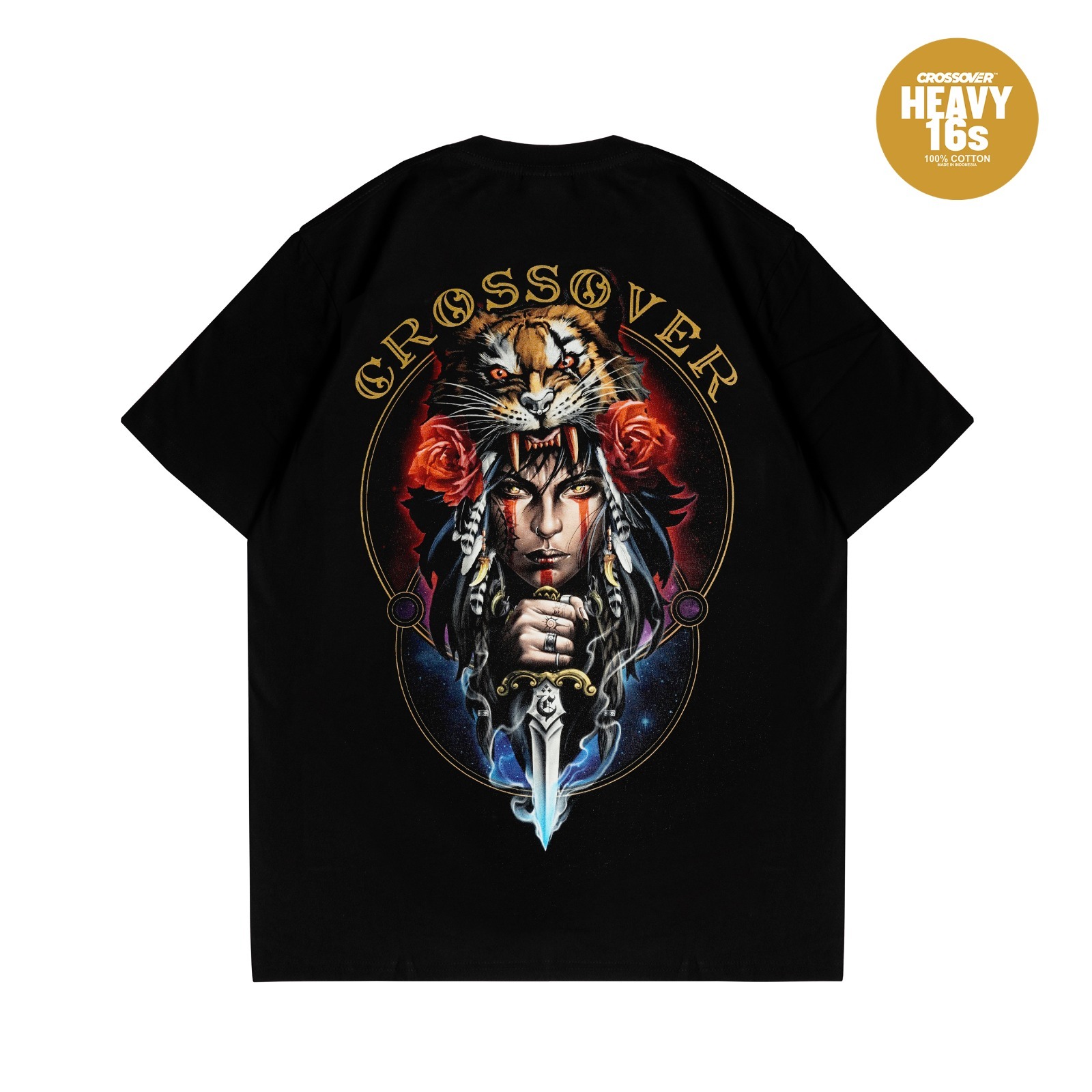 T-SHIRT CROSSOVER TIGIRL BLACK