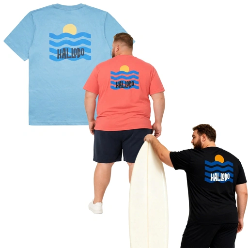 Hallodo Surfing Bigsize T-shirt Wave Icon 100% Original - Kaos Surf Pantai Pria Jumbo Size